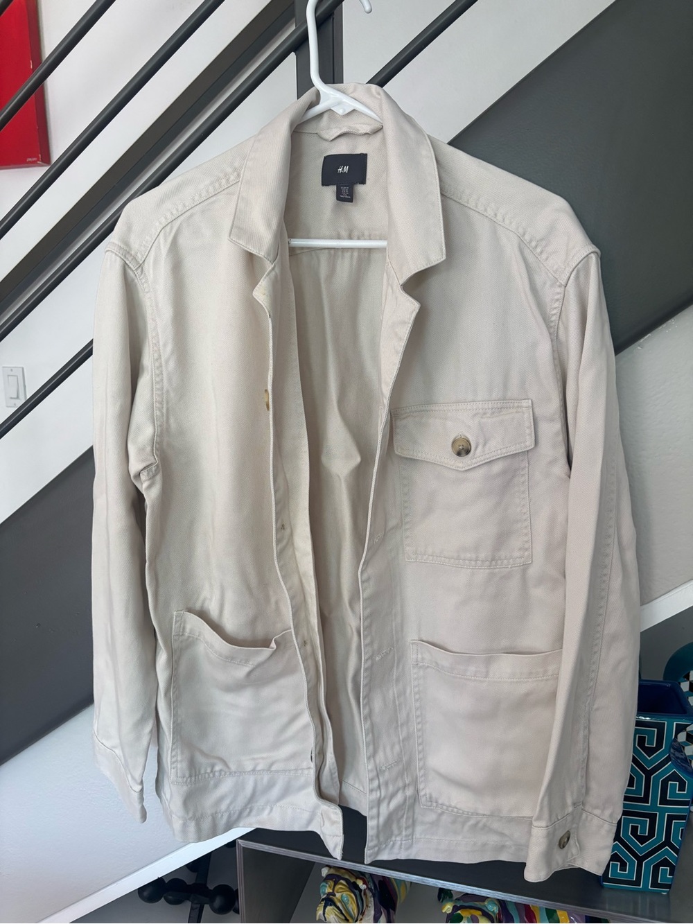 H&M Men's Light Beige Military Field Jacket with coordinating sweater